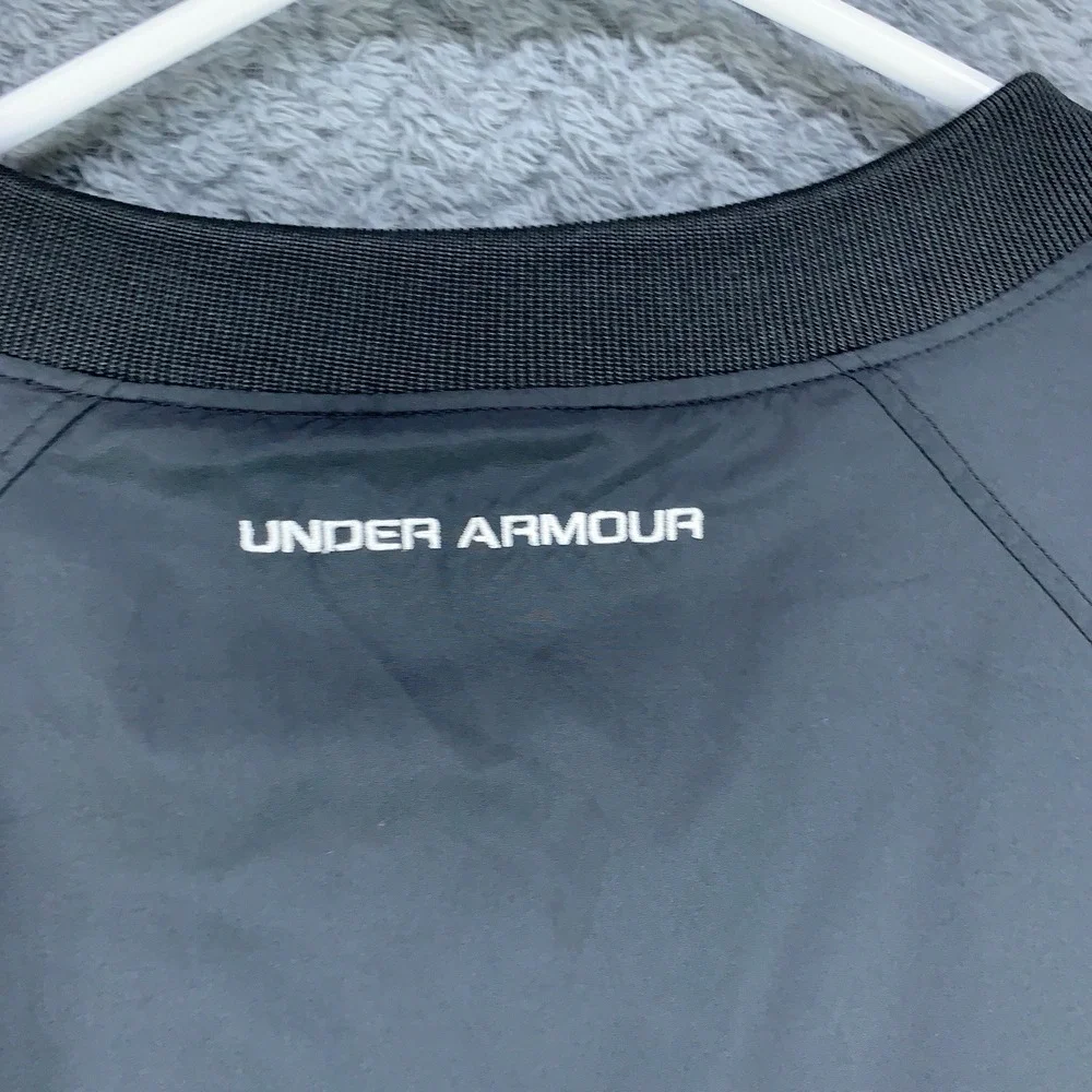 Under Armour Pullover Mens Large Black Zip Pockets Lightweight Jacket Mesh Lined